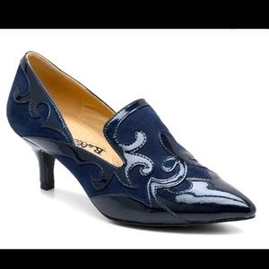 Faux leather blue heels